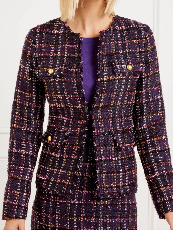 Talbots Jackets & Blazers - Talbots MIDNIGHT SPARKLE TWEED JACKET Purple Size 12 new with tag metallic long